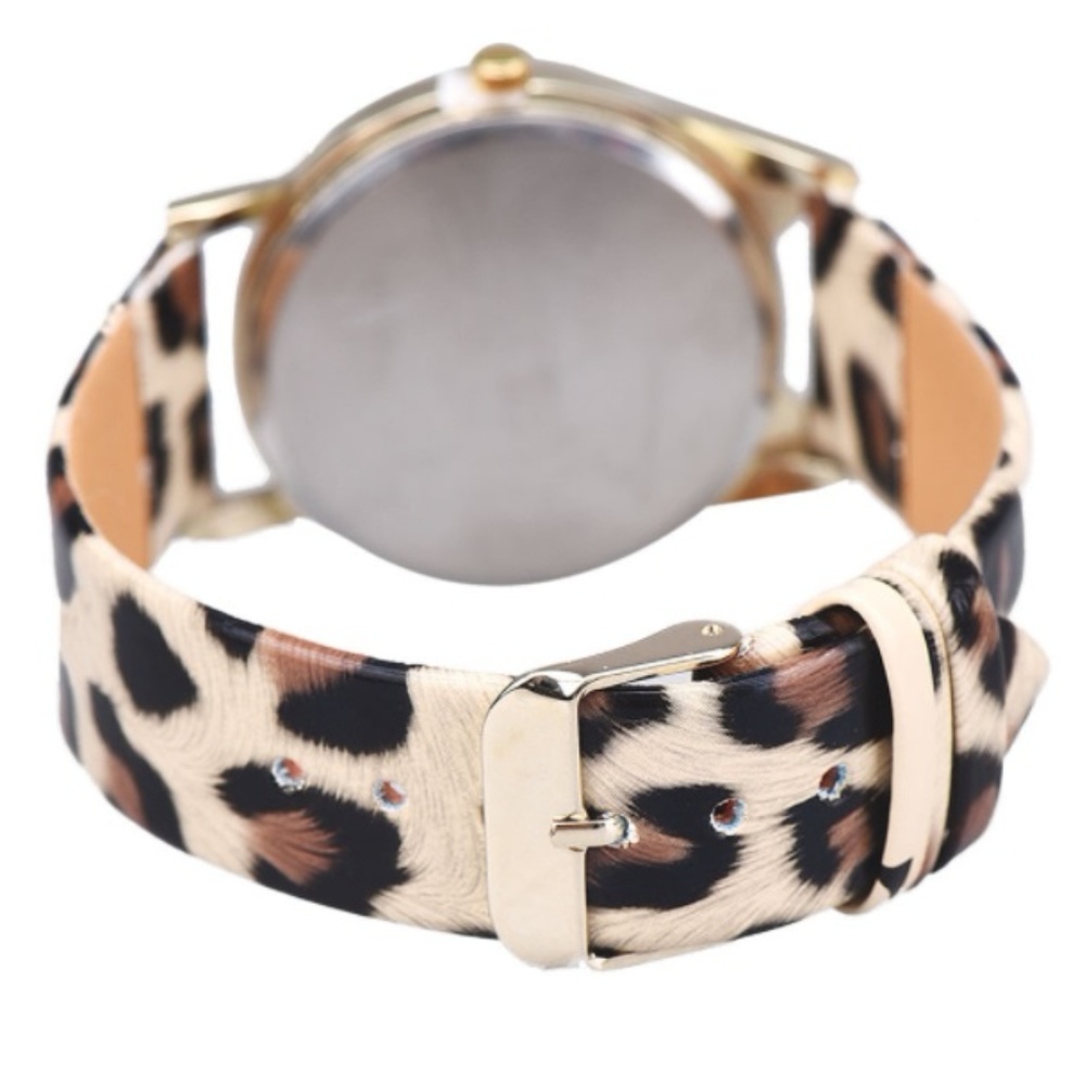 Hipster Cat Watch with Glasses & Leopard Band - Picture 3 of 3